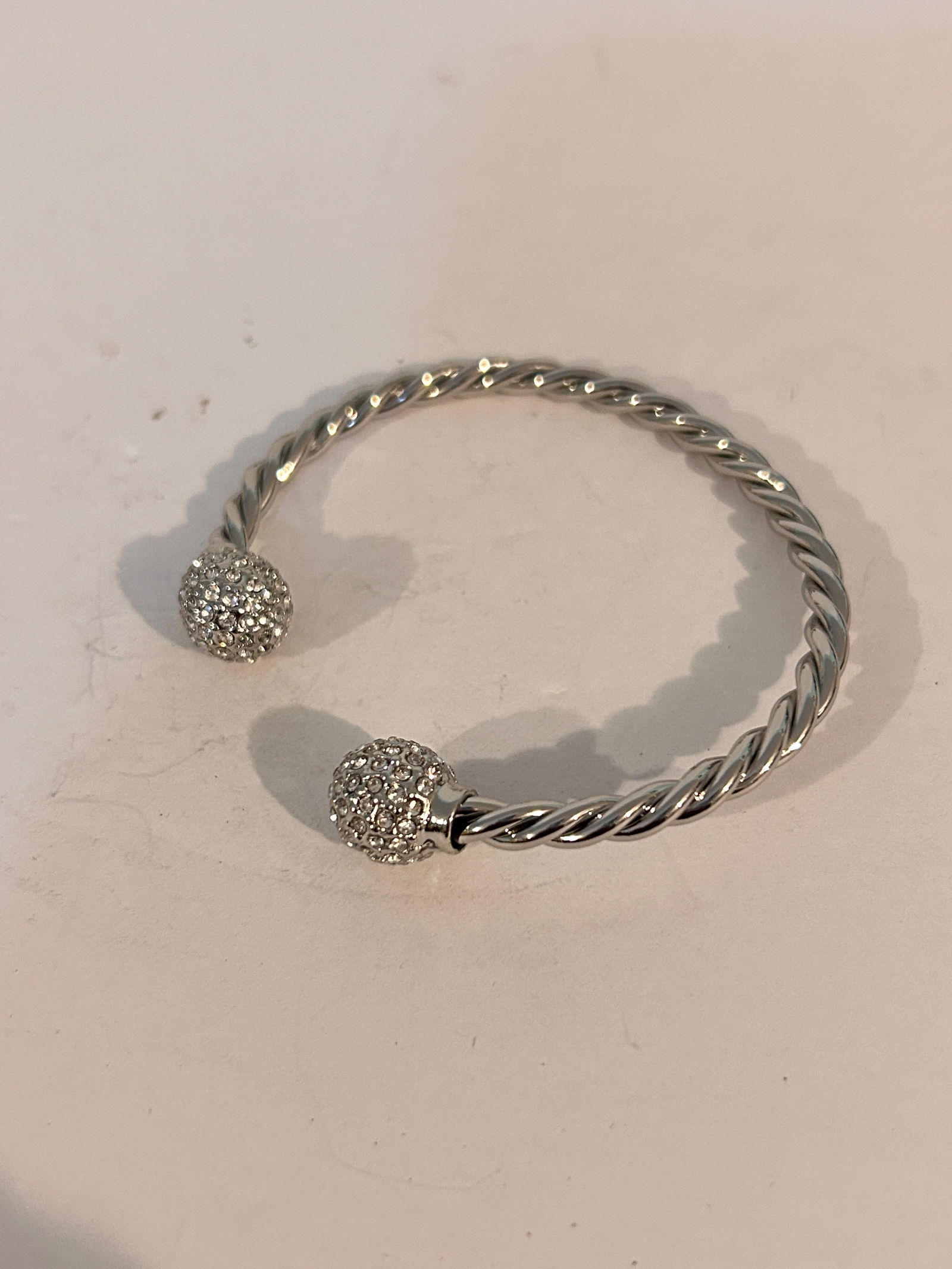 Vintage Rhinestone ball cuff Bracelet 7" (1 of 4)