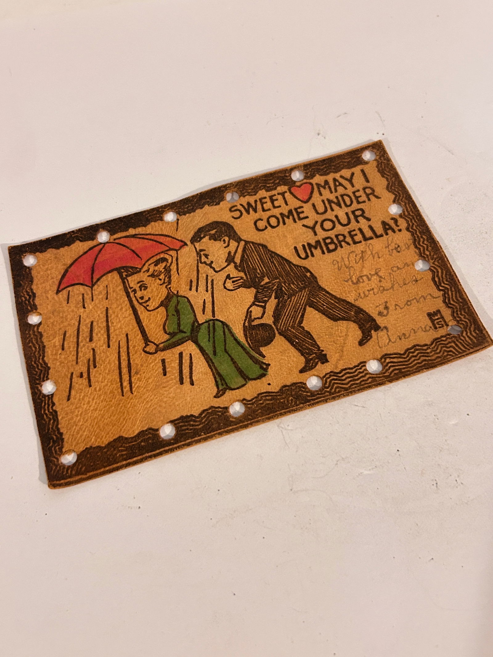 Vintage Leather Post Card (1 of 3)