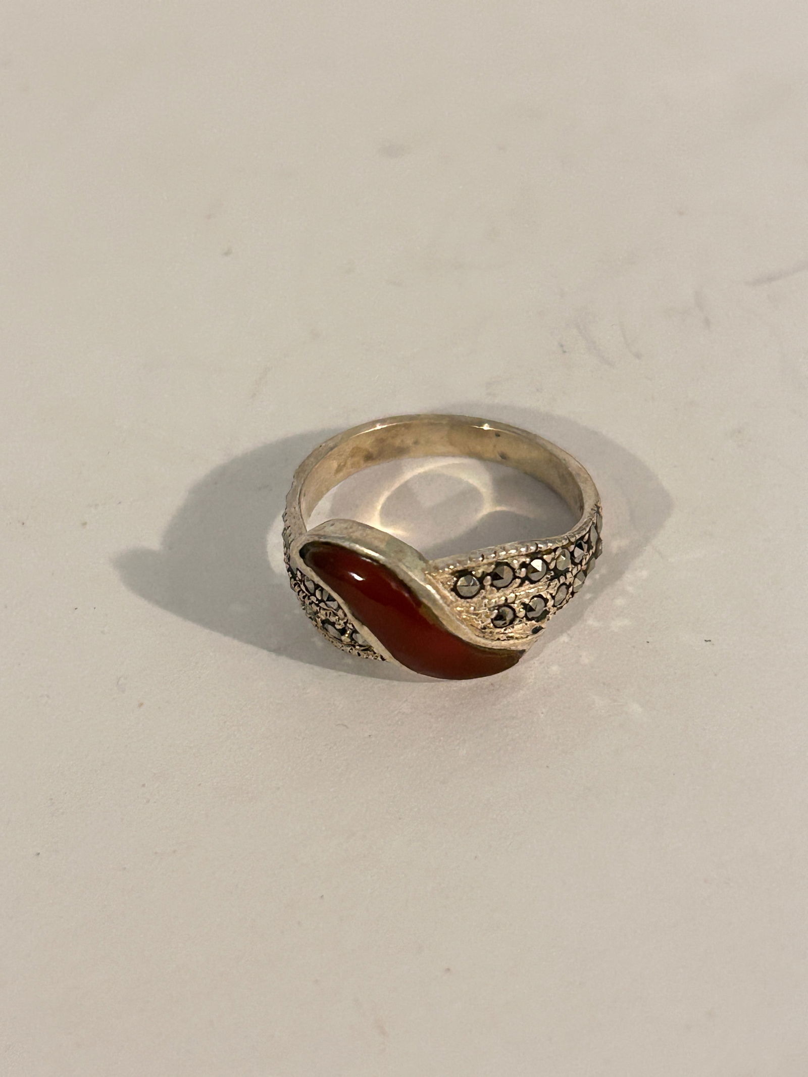 Vintage Sterling Silver Marcasite Amethyst Ring Sz 7.8: Vintage Sterling Silver Marcasite Amethyst Ring Sz 7.8 Please view all photos as they are part of the description and condition of this Item, Feel free to contact me with questions or picture requests