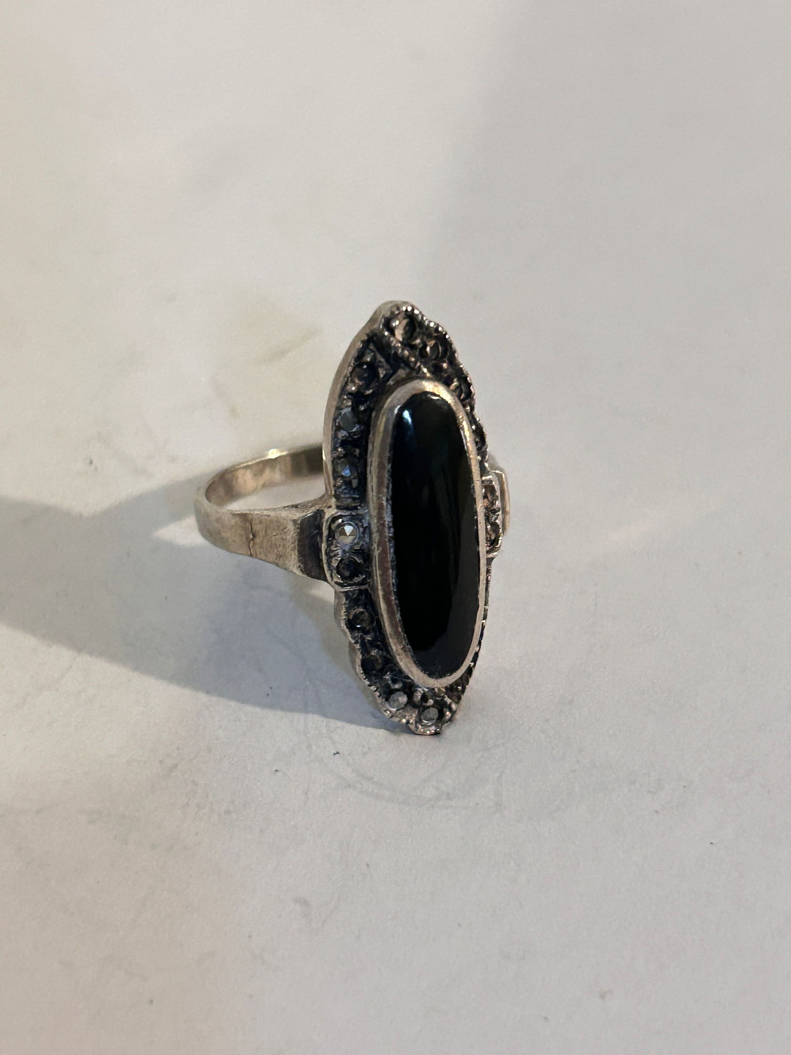 Vintage Sterling Silver Onyx Ring Sz 7 (1 of 4)