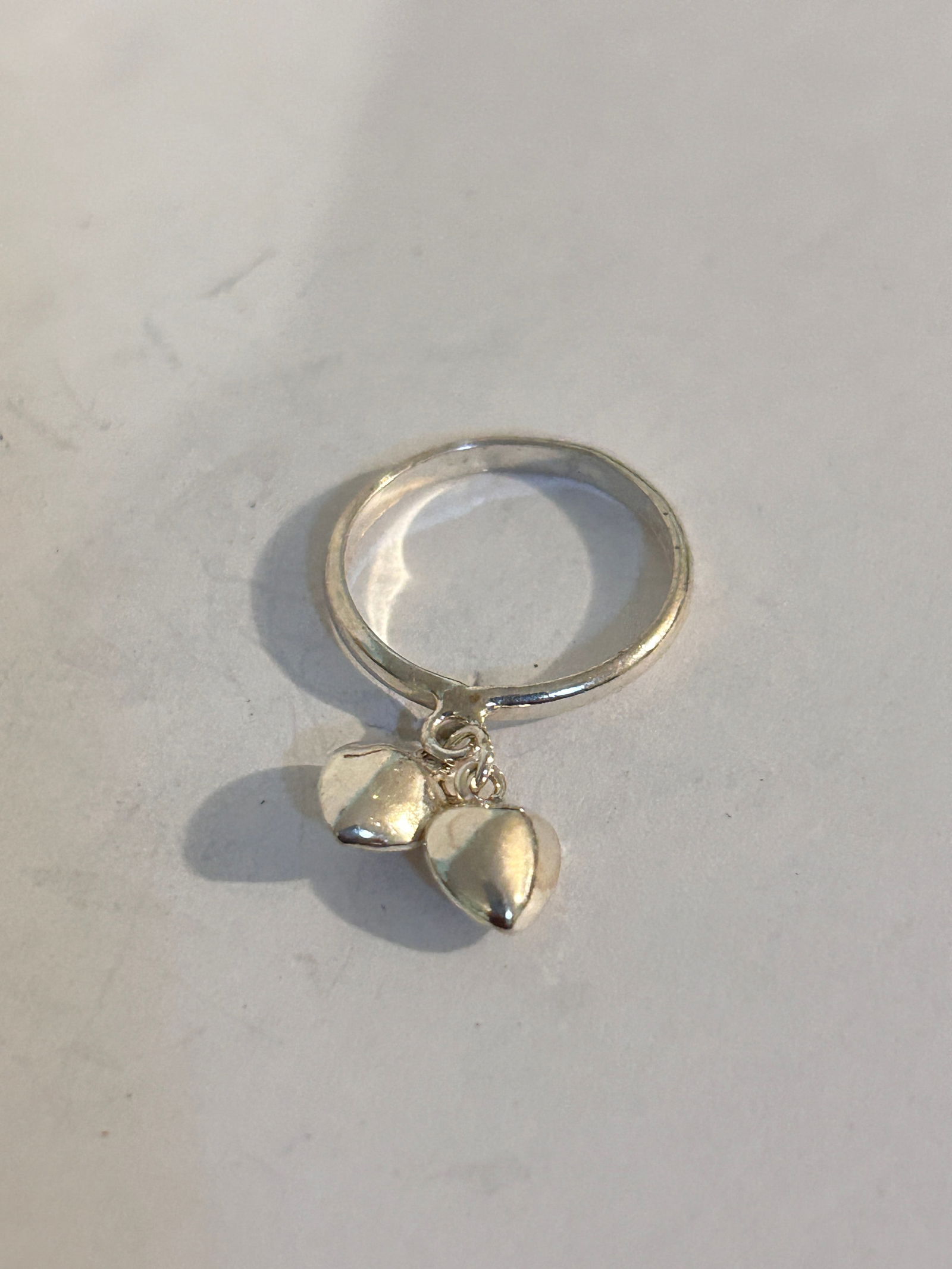 Vintage Sterling Silver double heart Ring Sz 6 (1 of 4)