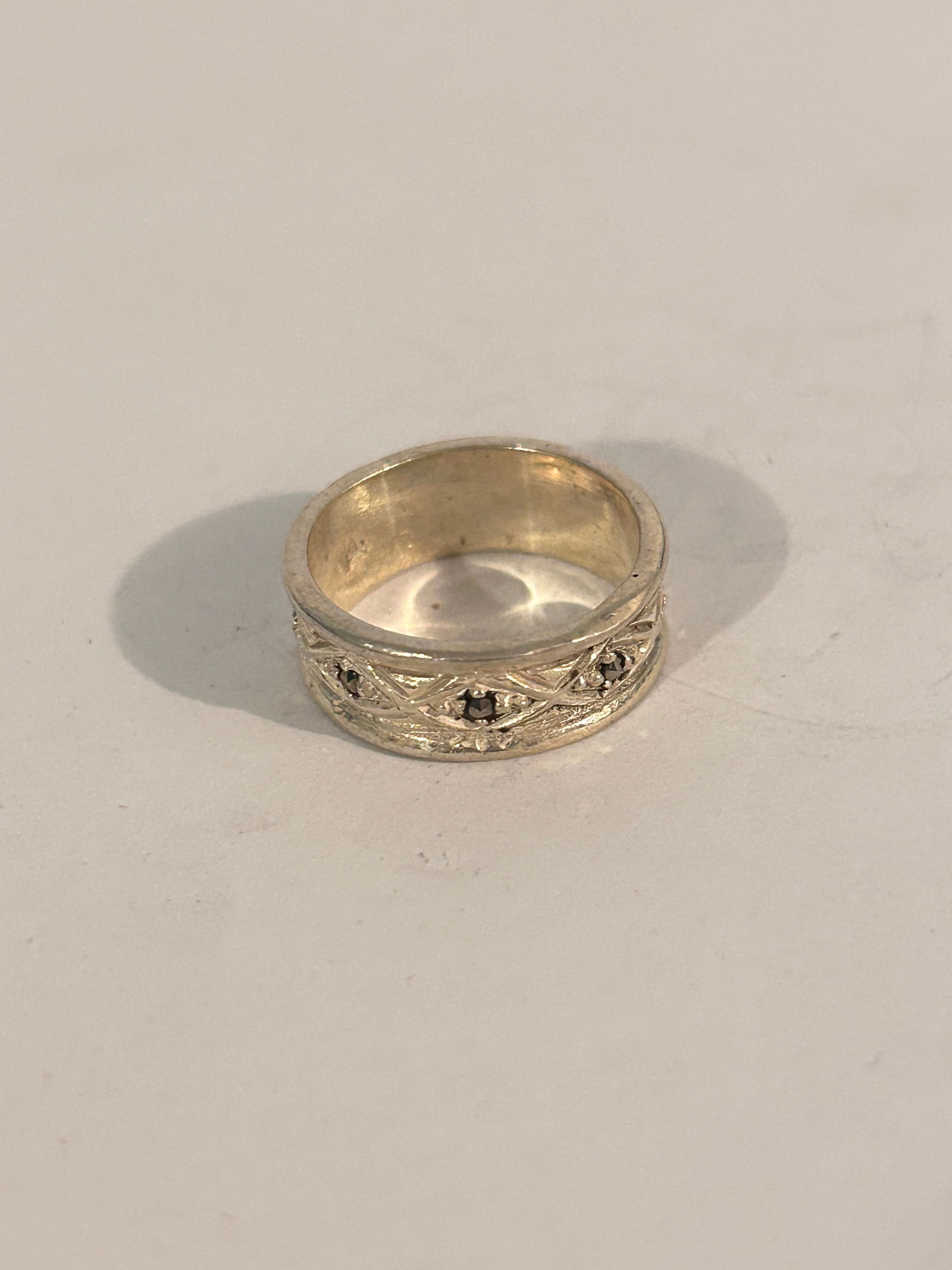 Vintage Sterling Silver Marcasite band Ring Sz 6 (1 of 4)