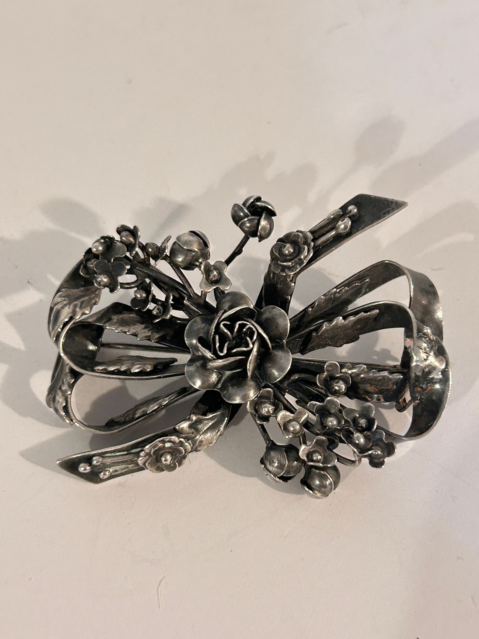 Hobe Sterling Silver Vintage 3D Flower Large Brooch signed (1 of 4)