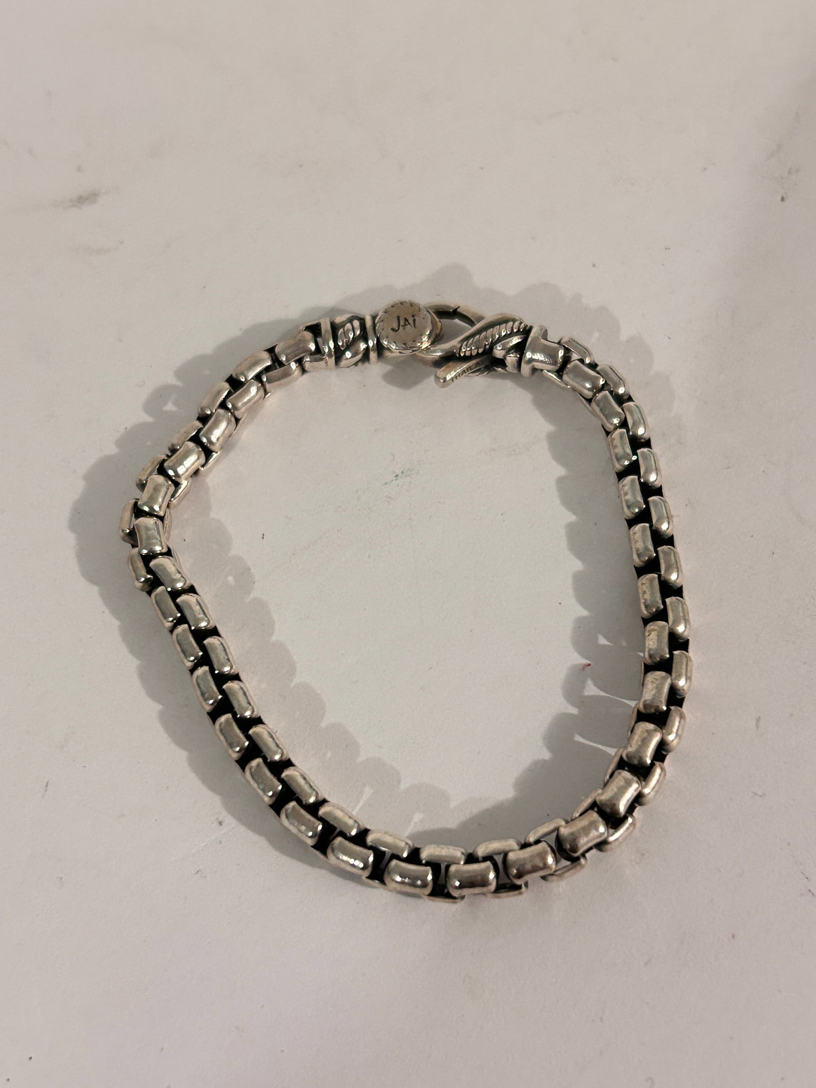 JAI By John Hardy Sterling Silver Rounded Box Chain Link Bracelet 8" (1 of 5)