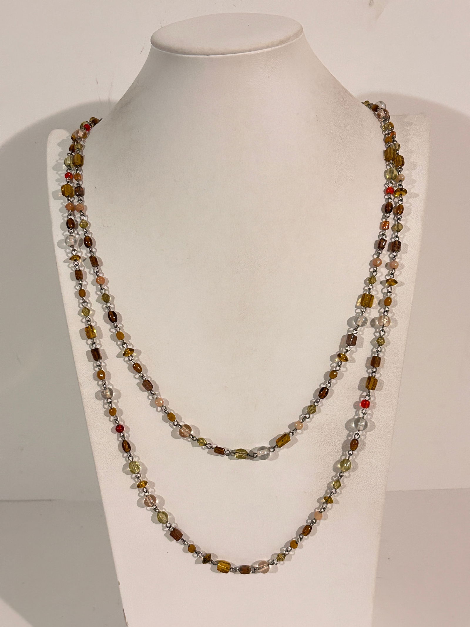 Vintage Sterling Silver beaded gem stone Necklace 58": Vintage Sterling Silver beaded gem stone Necklace 58" Please view all photos as they are part of the description and condition of this Item, Feel free to contact me with questions or picture requests!
