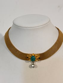 Vintage Gold tone Mesh Choker Necklace Sz 14"