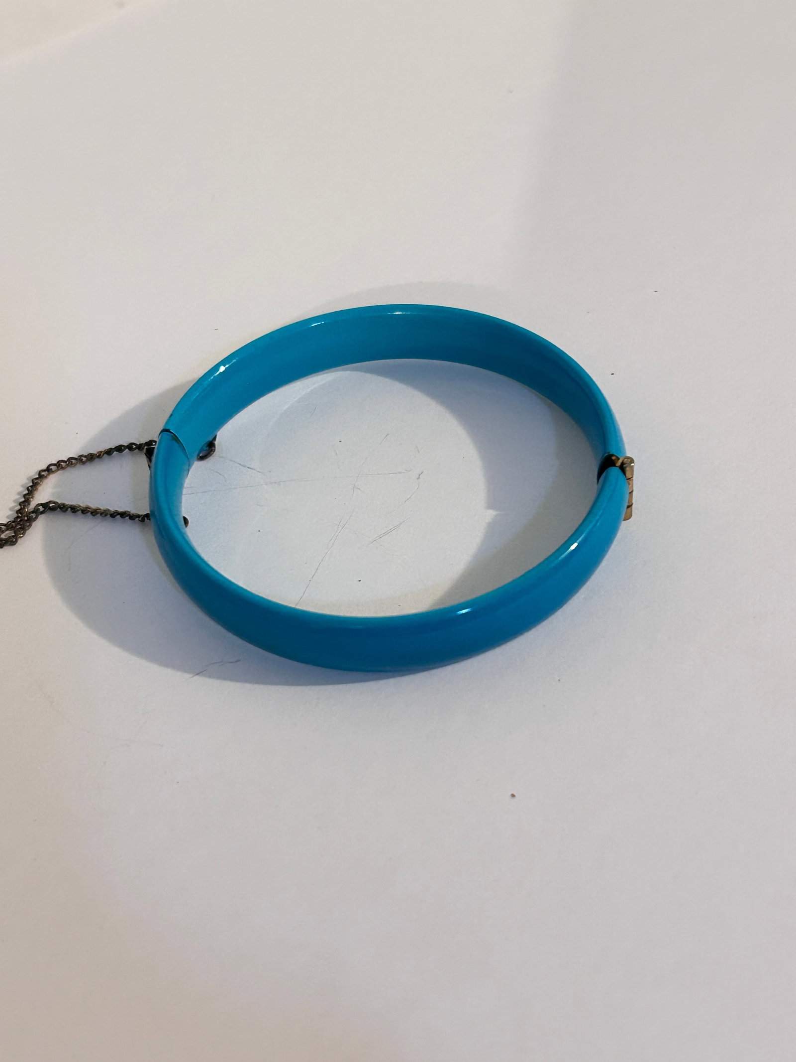 Vintage Blue Enamel hinged Bracelet 7" (1 of 5)