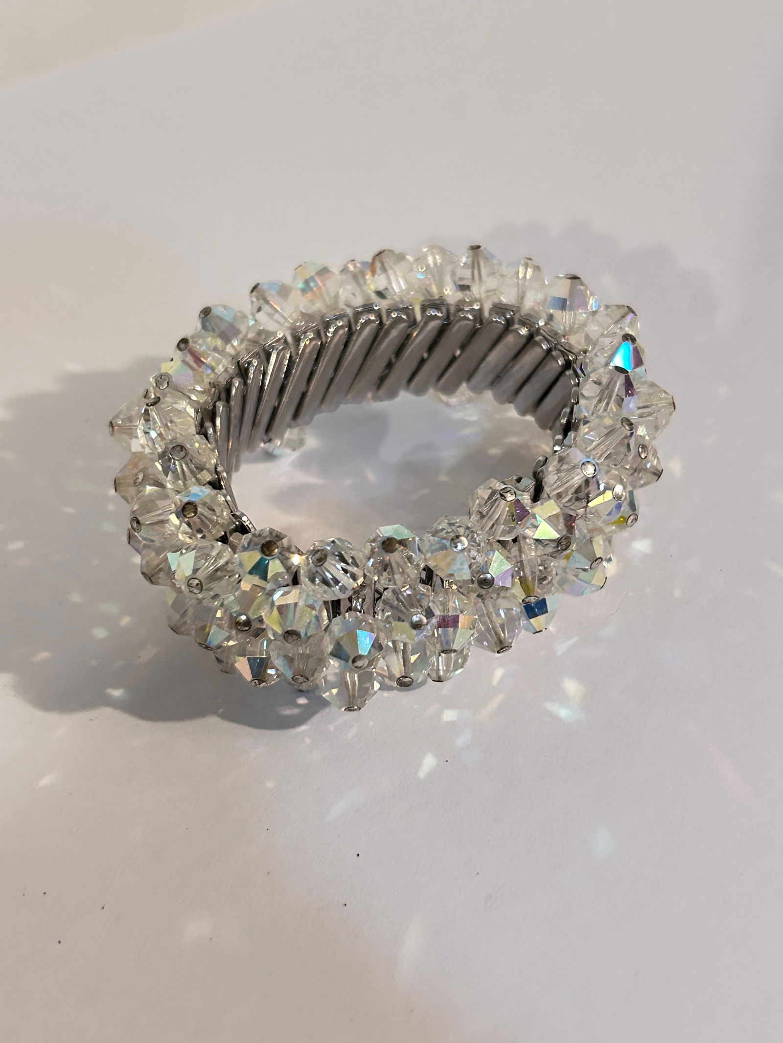 Vintage Crystal Stretch Bracelet 7" (1 of 4)