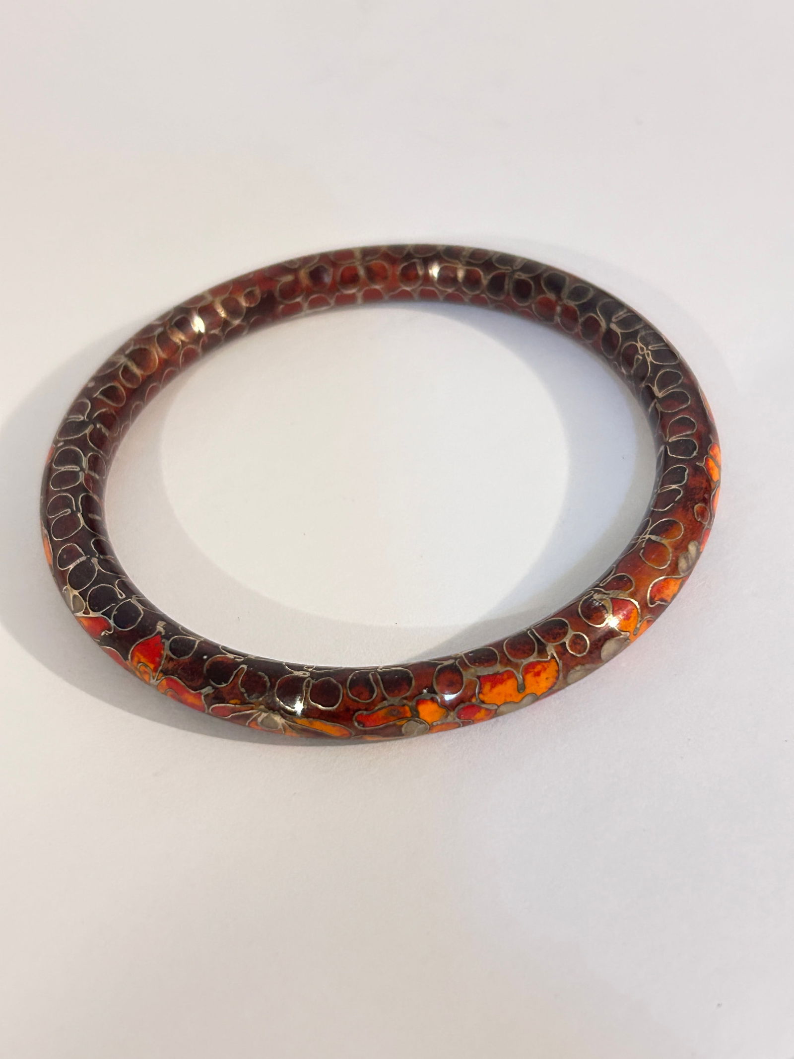 Vintage Cloisonne Enamel Bangle Bracelet 7" (1 of 4)