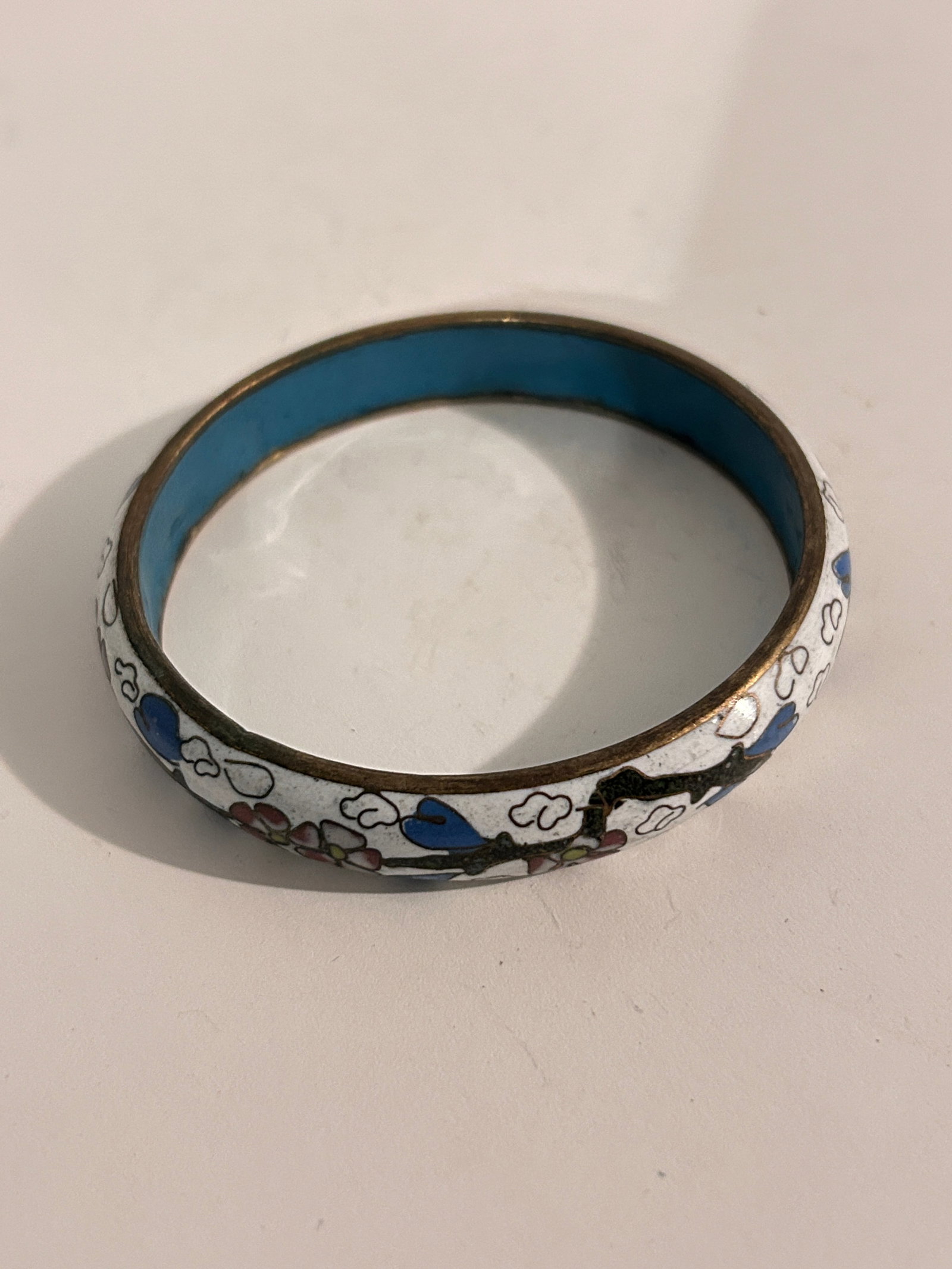 Vintage Cloisonne Enamel Bangle Bracelet 7" (1 of 4)