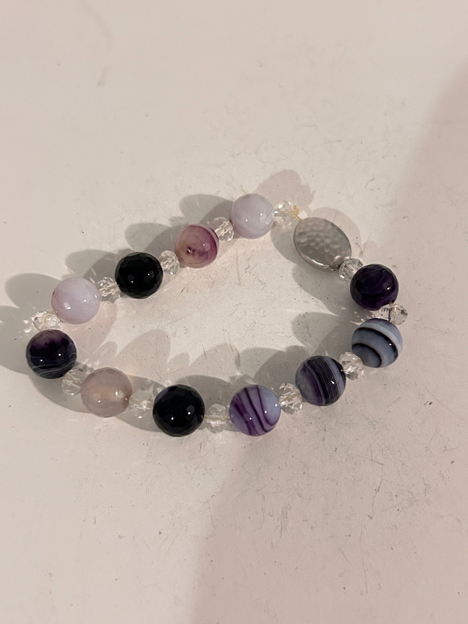 Vintage Amethyst tested beaded stretch Bracelet 7" (1 of 4)