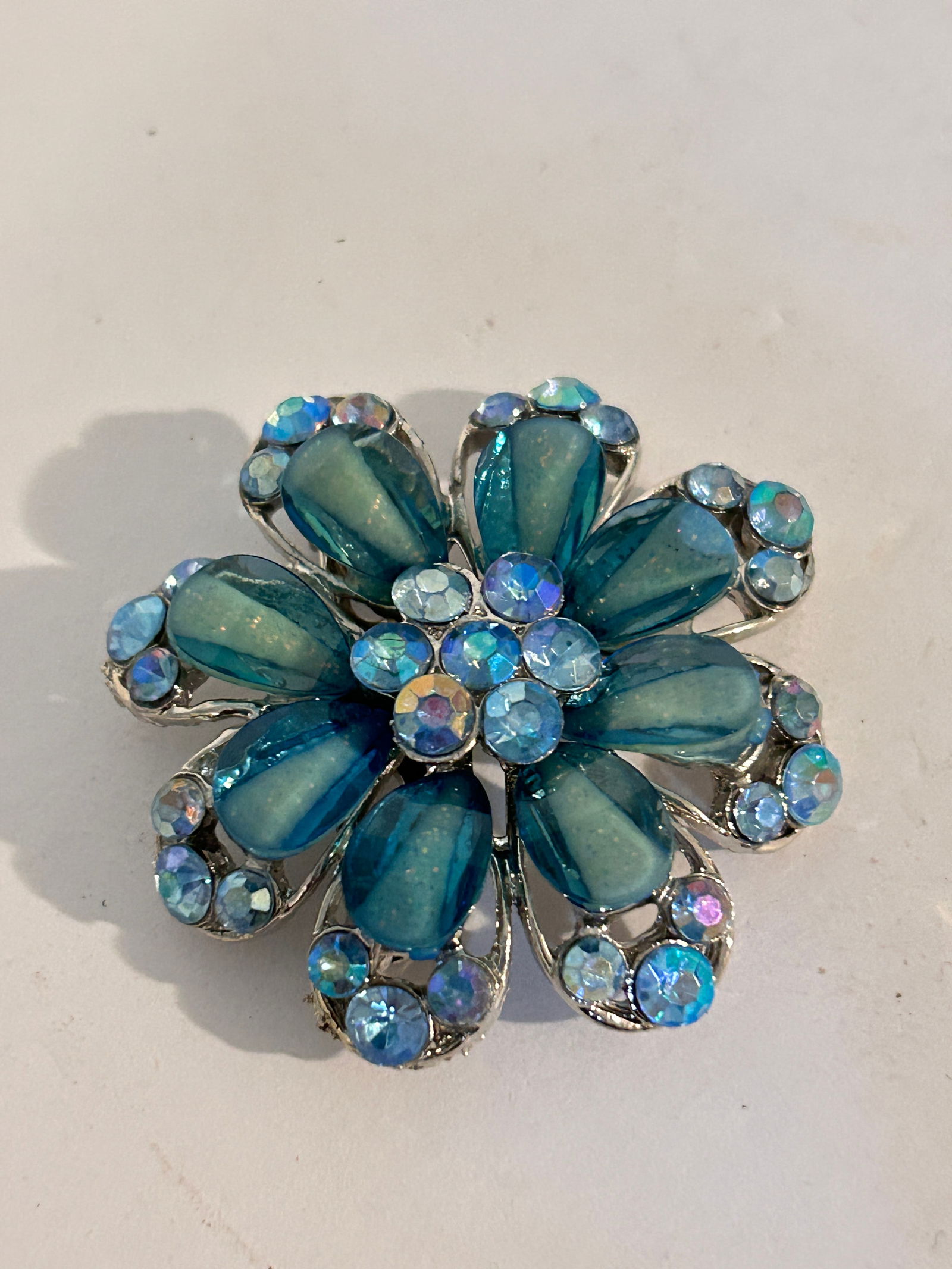 Vintage Blue Rhinestone Brooch (1 of 4)