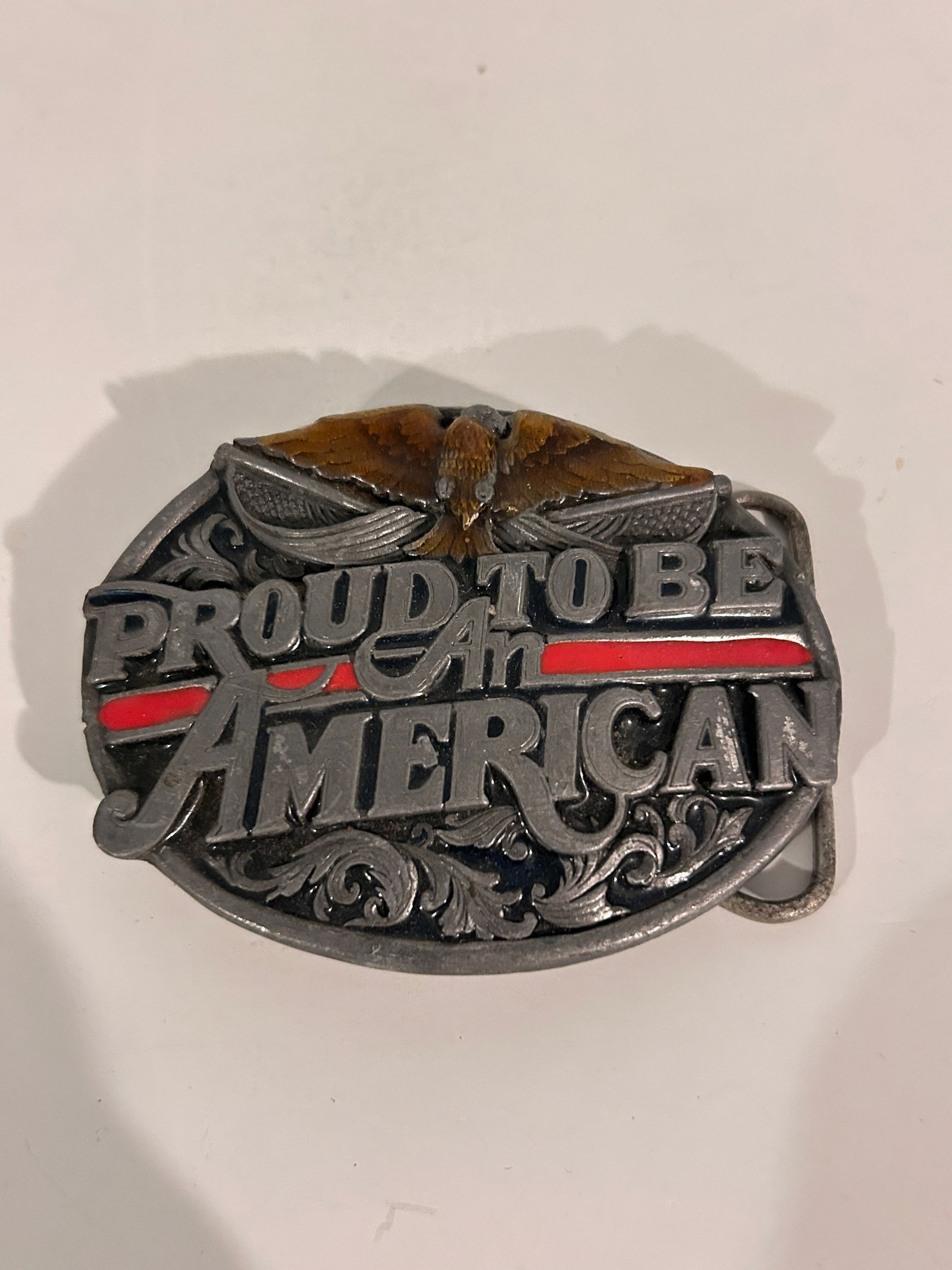 Vintage Proud To Be An American Belt Buckle: Vintage Proud To Be An American Belt Buckle Please view all photos as they are part of the description and condition of this Item, Feel free to contact me with questions or picture requests! Used Item
