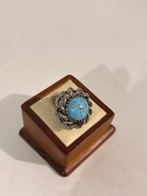 Vintage Faux Turquoise Ring Sz 7