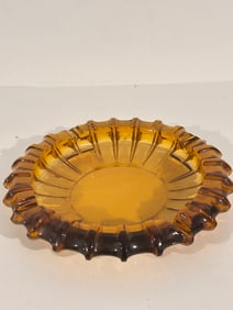 Vintage Amber Glass Ashtray 10"