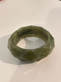 Vintage green swirl acrylic wide Bracelet Sz 7"