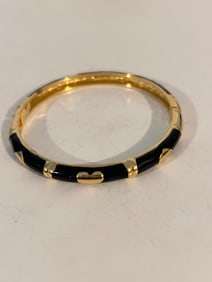 Vintage black enamel hinged Bracelet Sz 7"