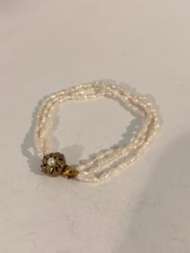 Vintage Faux Pearl Bracelet Sz 7"