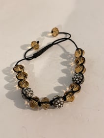 Vintage Adjustable glass bead Bracelet Sz 8"