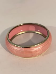 Vintage Pink wide enamel Bracelet Sz 8"