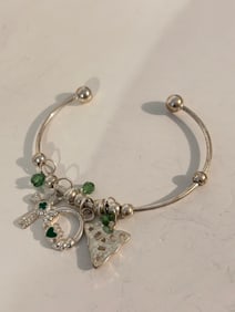 Vintage cuff charm Bracelet Sz 8"
