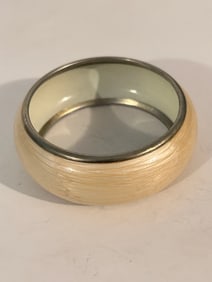 Vintage White wide enamel Bracelet Sz 8"