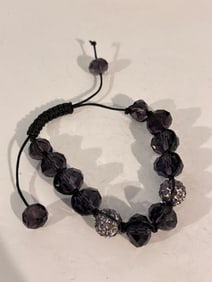 Vintage glass bead heavy adjustable Bracelet Sz 8"