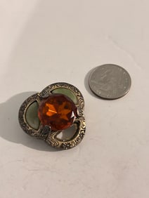 Vintage Miracle Brooch, Scottish Celtic Knot, Purple Glass Amethyst