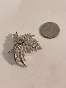 Vintage Rhinestone signed Brooch missing 3 stones