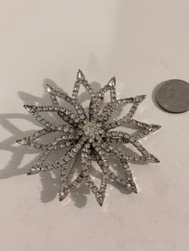 Vintage large Rhinestone Brooch 3 1/2"
