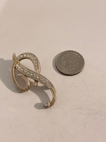 Vintage Rhinestone P Brooch