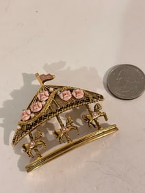 Vintage Old Carousel horse Brooch 2 14"