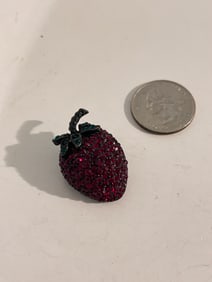 Vintage Strawberry Rhinestone Brooch