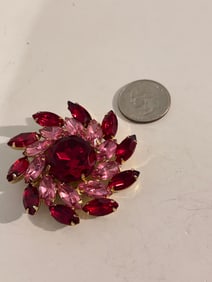 Vintage Mid Century Faceted Crystal Brooch