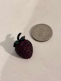 Vintage Strawberry Rhinestone Brooch