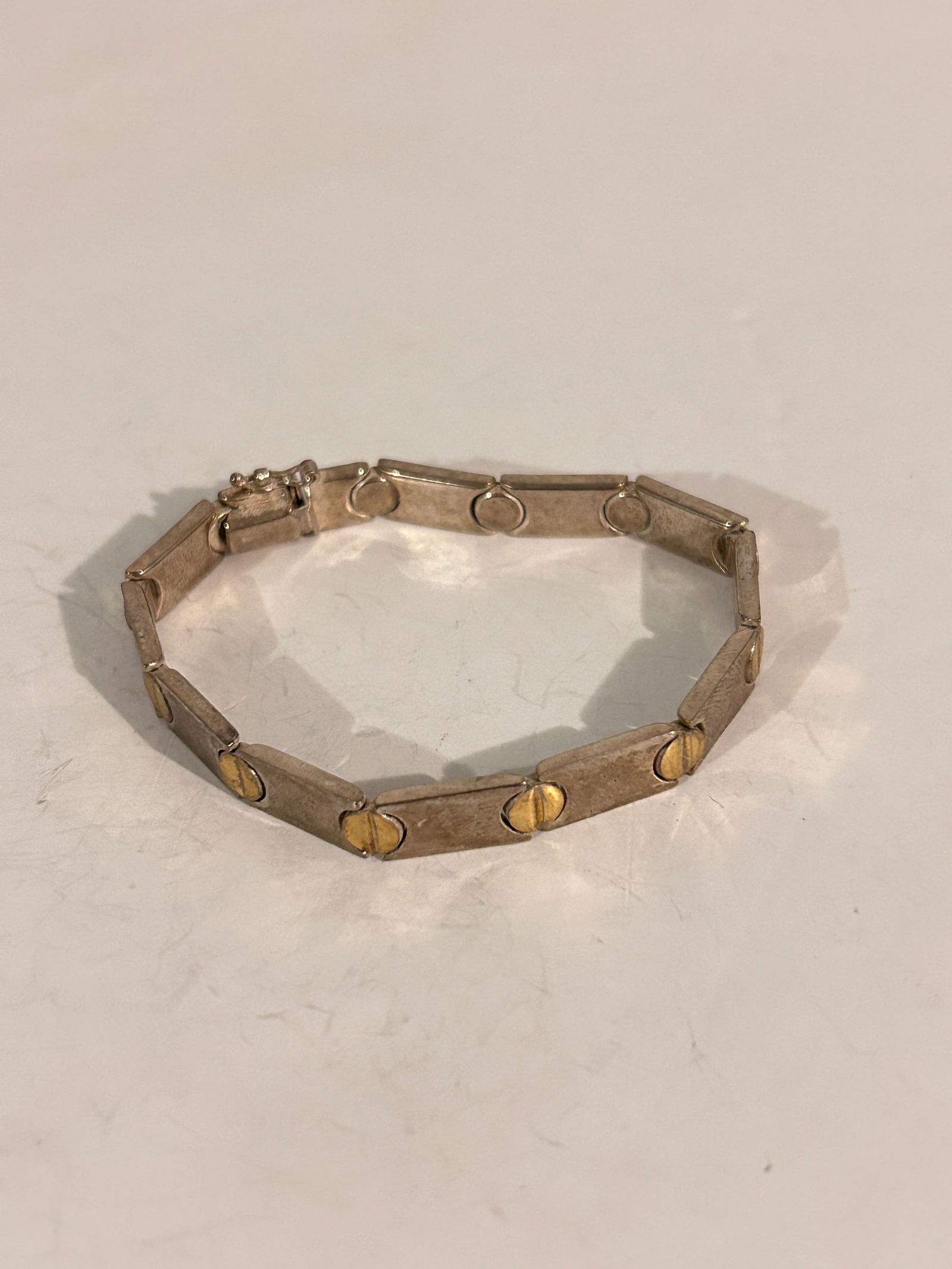 Vintage Sterling Silver TWO TONE Bracelet 7" (1 of 4)