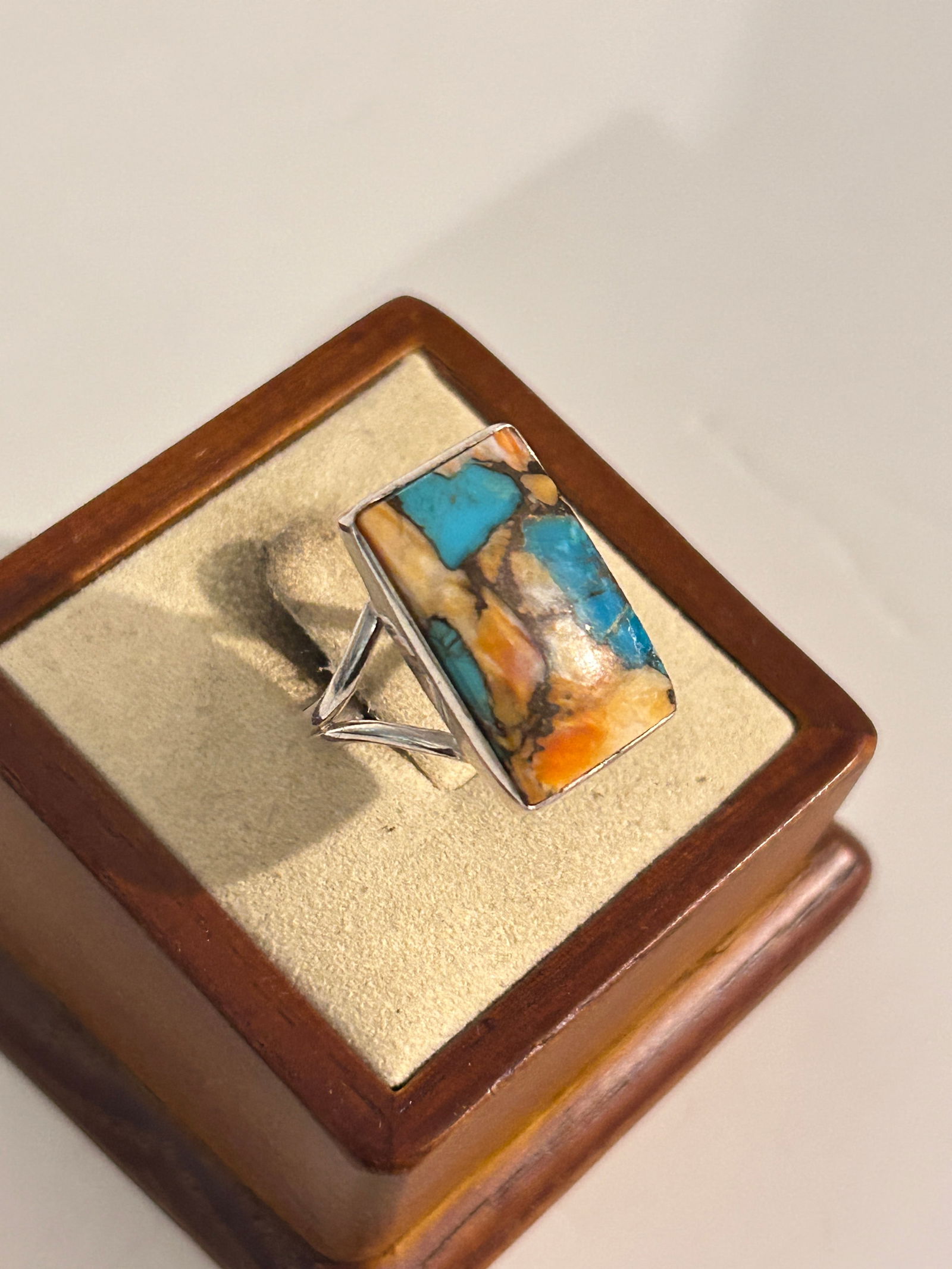 925 Sterling Silver Vintage Real Oyster Copper Turquoise Ring Sz 10 (1 of 5)