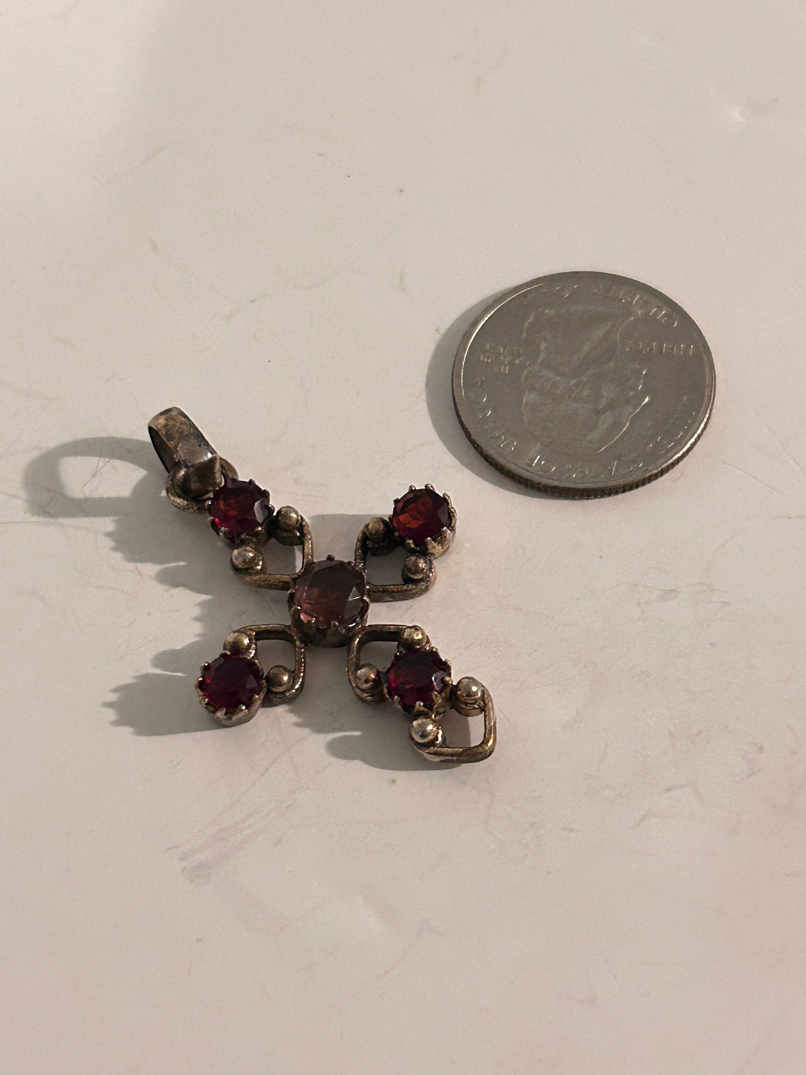 Vintage Sterling Silver Amethyst cross Pendant (1 of 4)