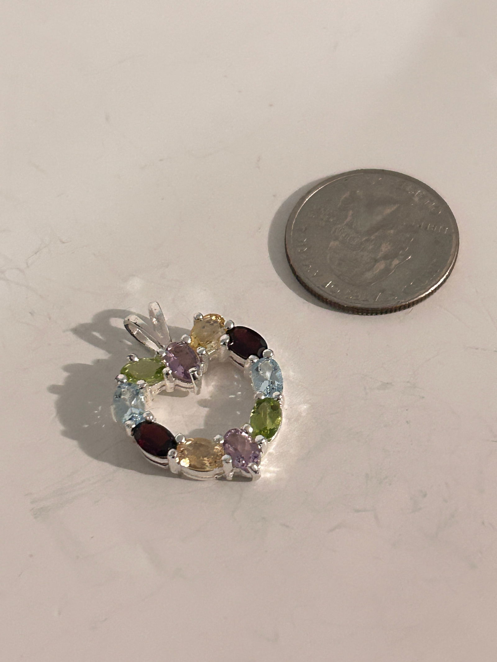 Vintage Sterling Silver multi gemstone heart Pendant (1 of 4)