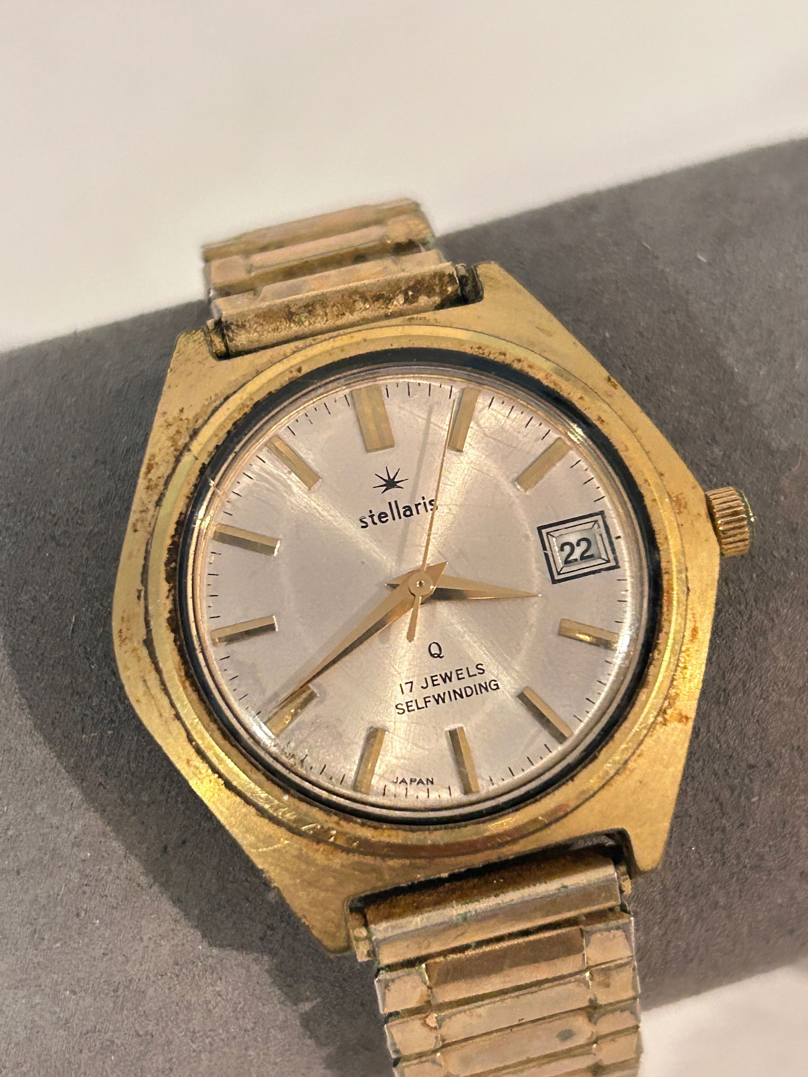 Vintage 1960s Japan STELLARIS Q 17J Automatic Date self wind working Men's Watch (1 of 5)