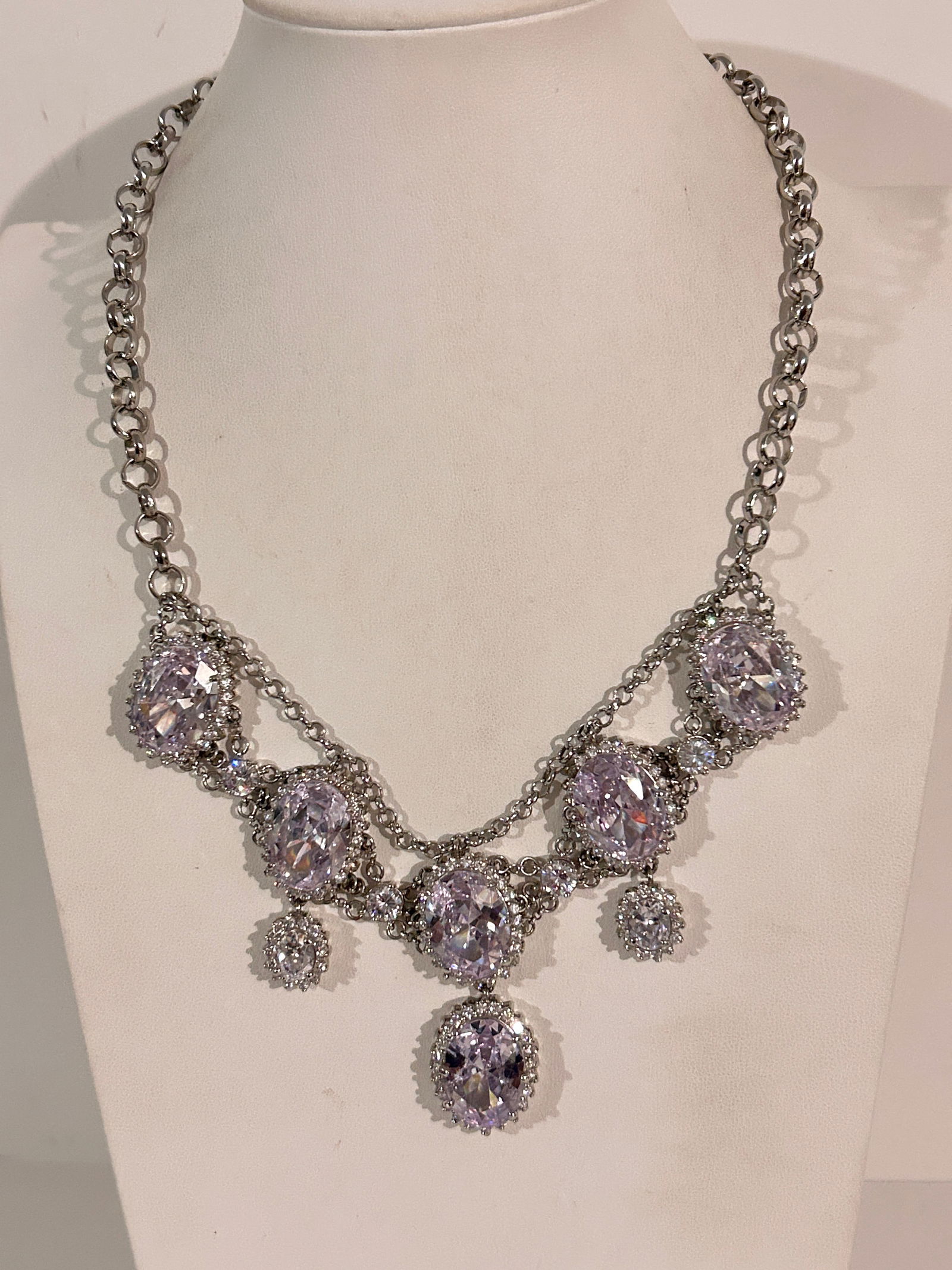 Ann Taylor Signed Articulated Silver Tone Rhinestone Statement Collar Necklace Sz 19" (1 of 6)