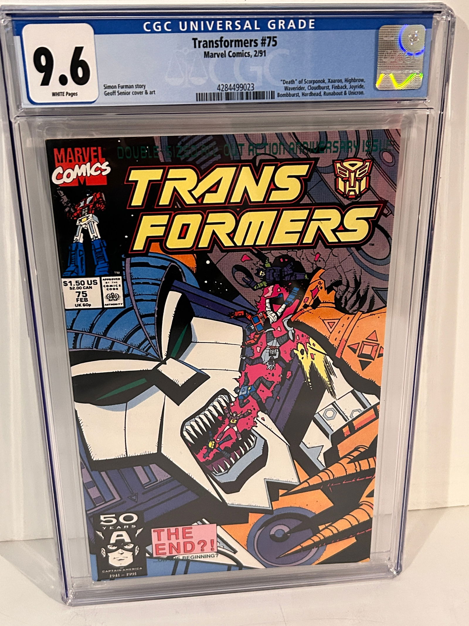 Transformers #75 - CGC 9.6 - Marvel - "Death" of Scorponok & Unicron (1 of 2)
