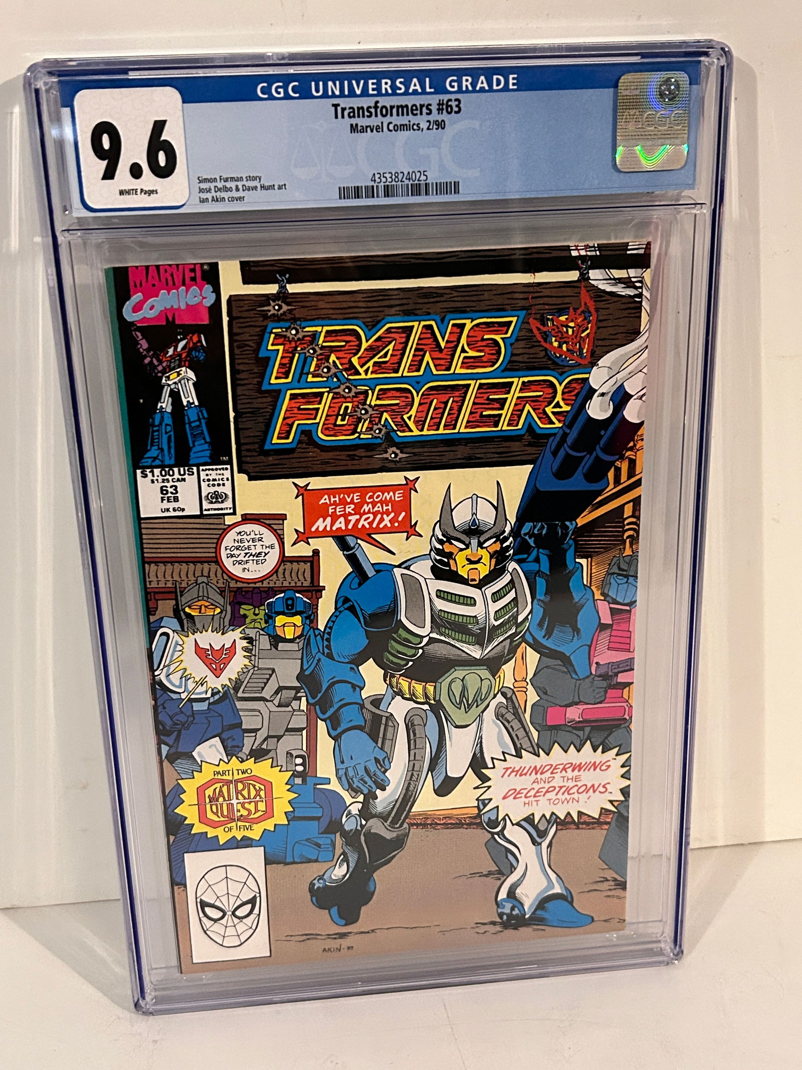 Transformers #63 (1990) Marvel Comics Thunderwing & Decepticons CGC 9.6 (1 of 2)