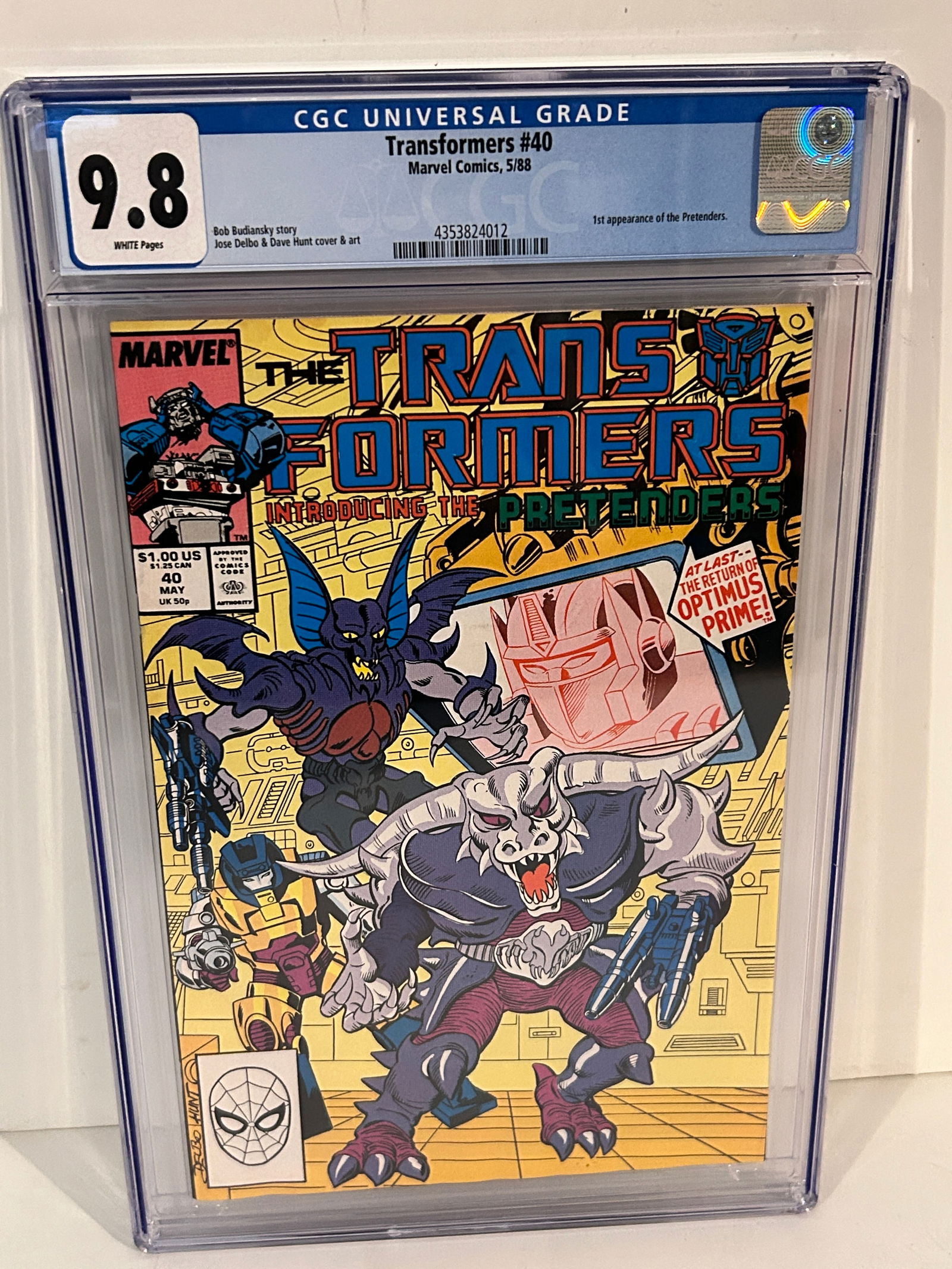 Vintage Comic Book Marvels TRANSFORMERS #40 CGC 9.8 1988 1st PRETENDERS (1 of 2)