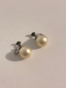 Vintage Sterling Silver Faux Pearl post Earrings