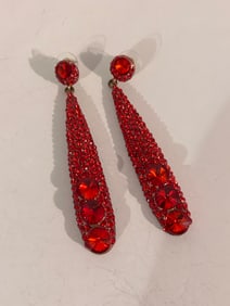 Vintage long red dangle Earrings