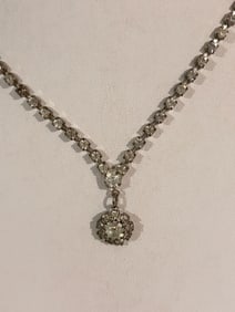 Vintage rhinestone silver tone Necklace Sz 16"