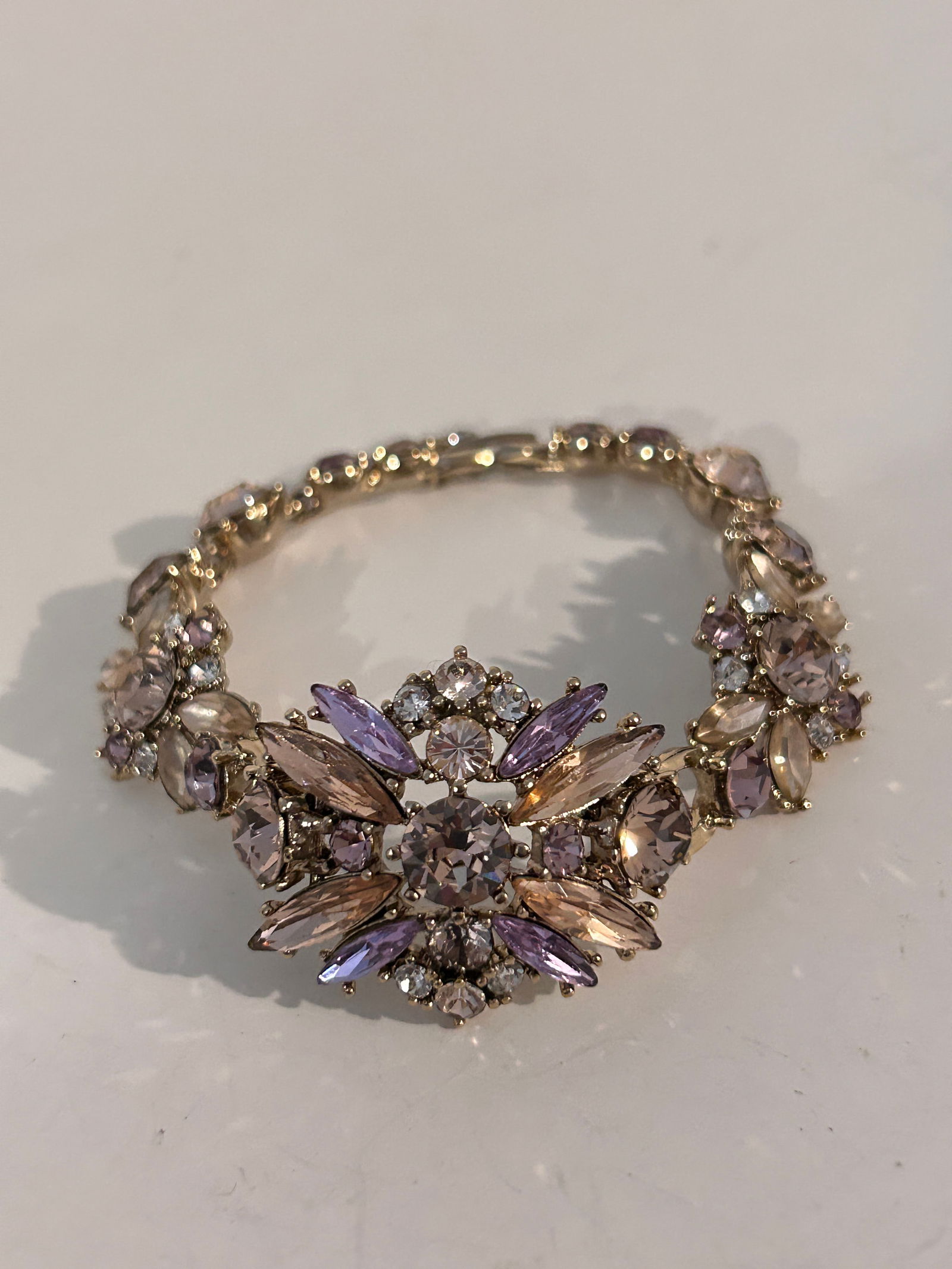 Vintage Givenchy Signed Unauthenticated rhinestone Bracelet Sz 7" (1 of 4)