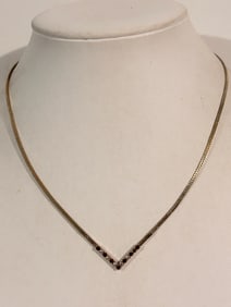 Vintage Avon gold tone rhinestone V Necklace Sz 16"