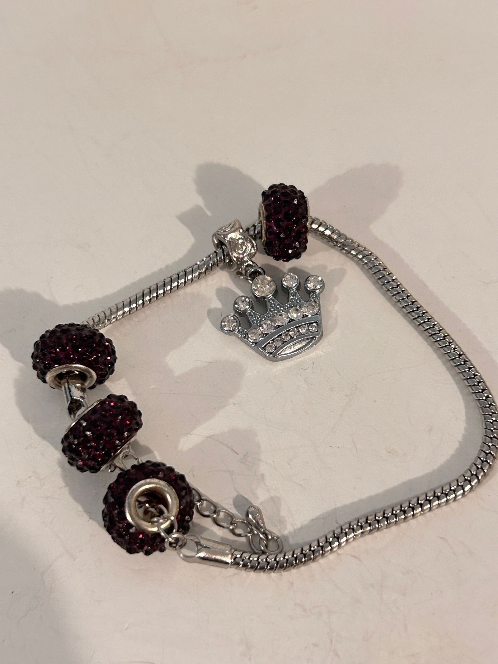 Vintage charm rhinestone Bracelet Sz 8" (1 of 3)